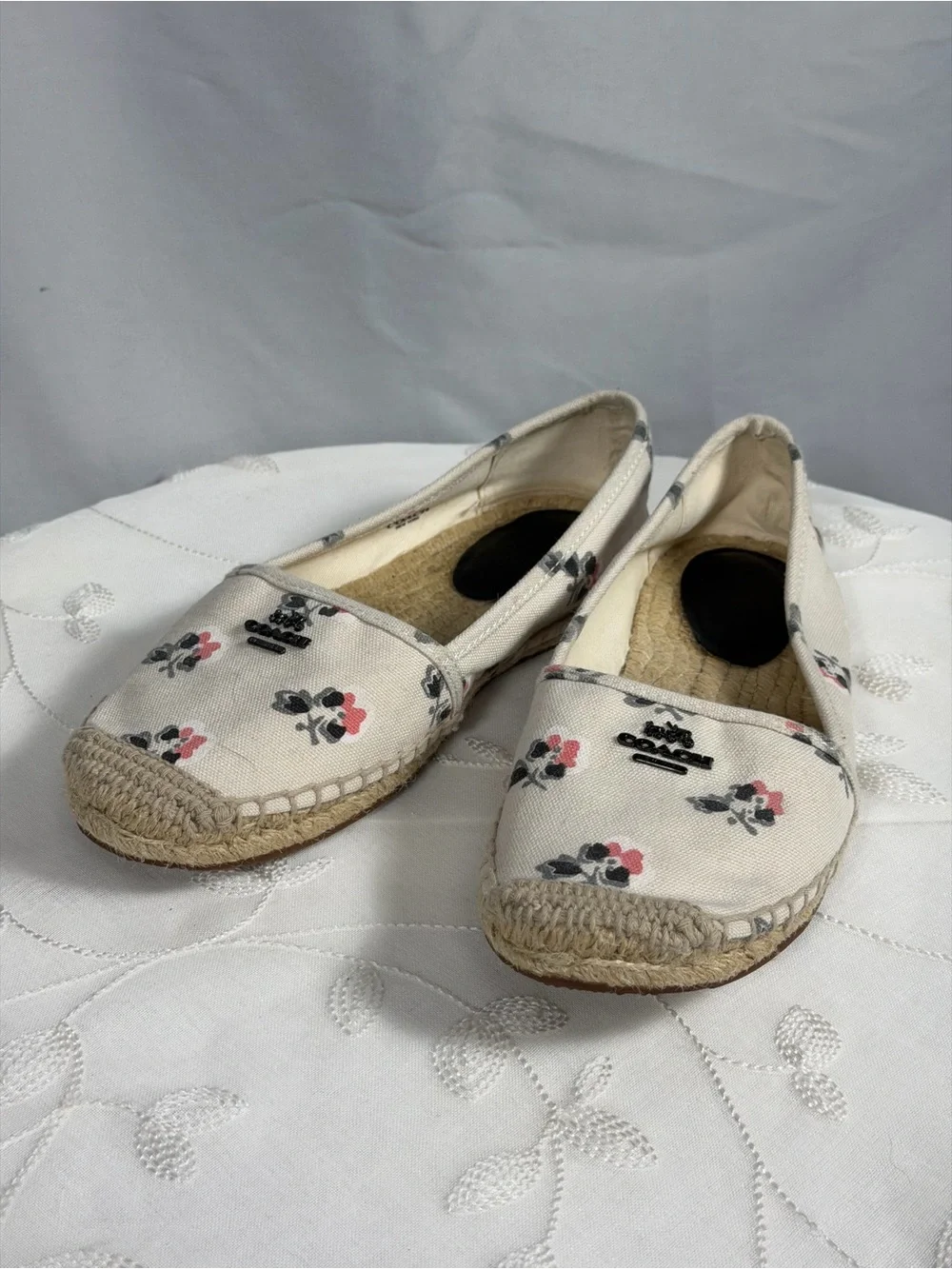 Coach Espadrille Flats Womens Canvas Floral Jute Logo Slip On Casual A8226 Sz 7